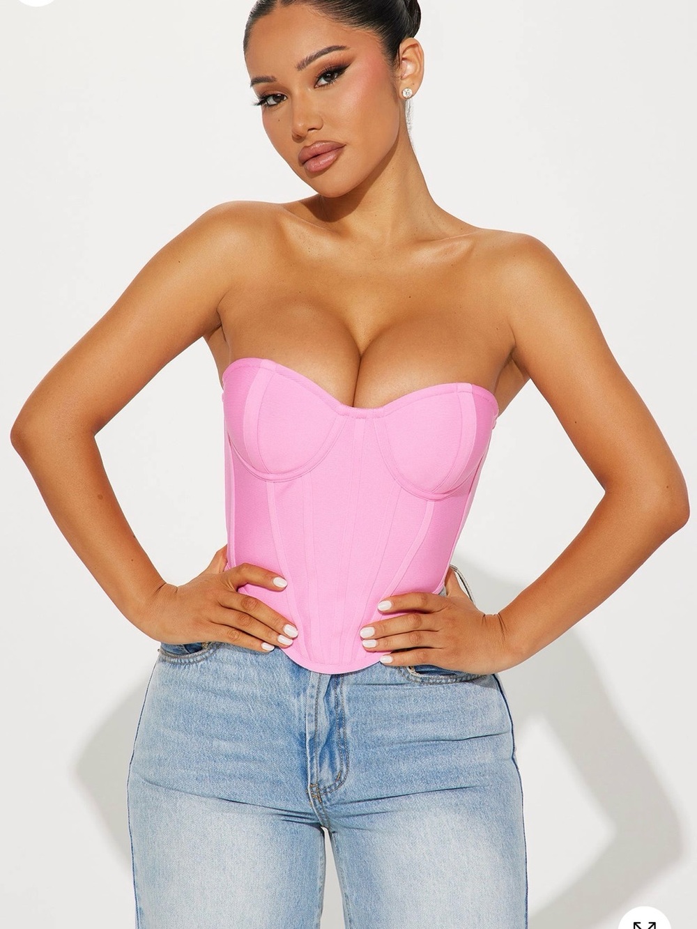 Fashion Nova Pink Strapless Corset Crop Top